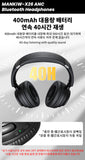 Mankiw 맨큐 ANC 노이즈 캔슬링 블루투스 헤드폰 유무선 호환 최신 블루투스 5.4 X26